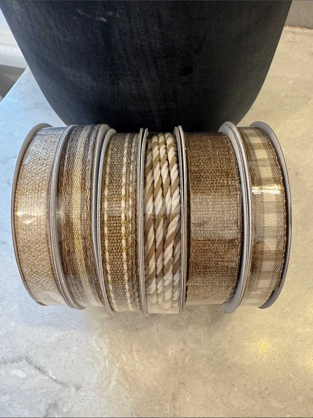 Source Unknown Natural Burlap and Twine Ribbon Collection - Beige & Brown